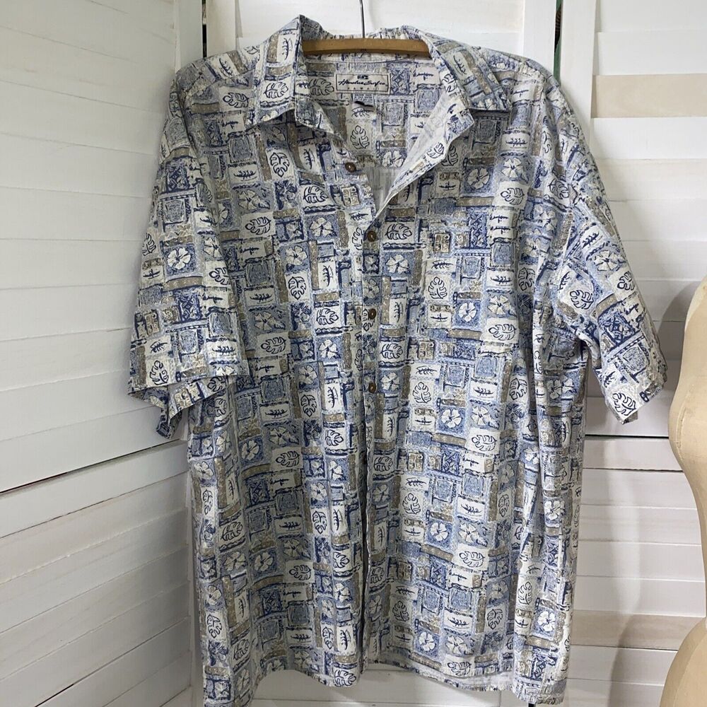 HONOLUA SURF CO. Men’s Hawaiian Short Sleeve Button Down Shirt Sz Large USA Made